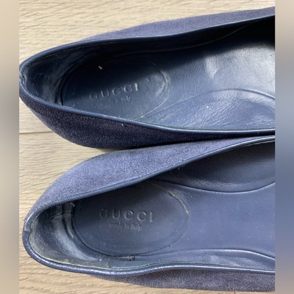 Gucci Blue Suede Bamboo Accent Flats - Picture 8 of 12